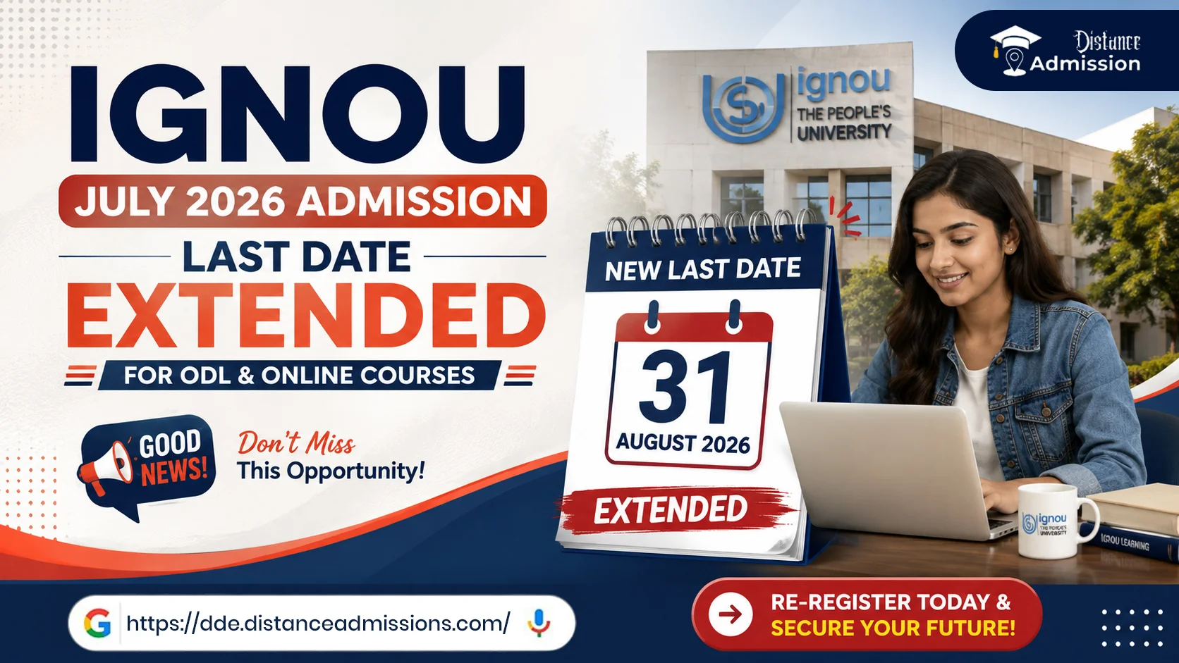 IGNOU July 2026 Admission Last Date Extended